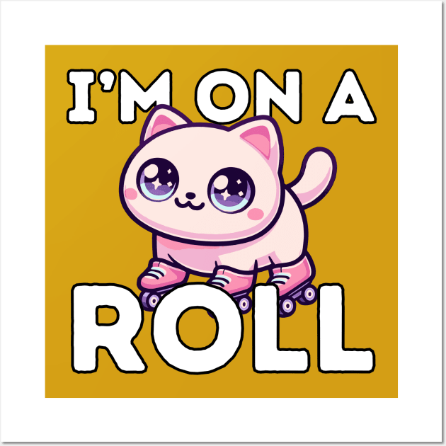 On a Roll- Rollerblading Cat Wall Art by Mey Designs